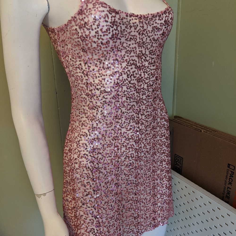 Sequin pink mini dress